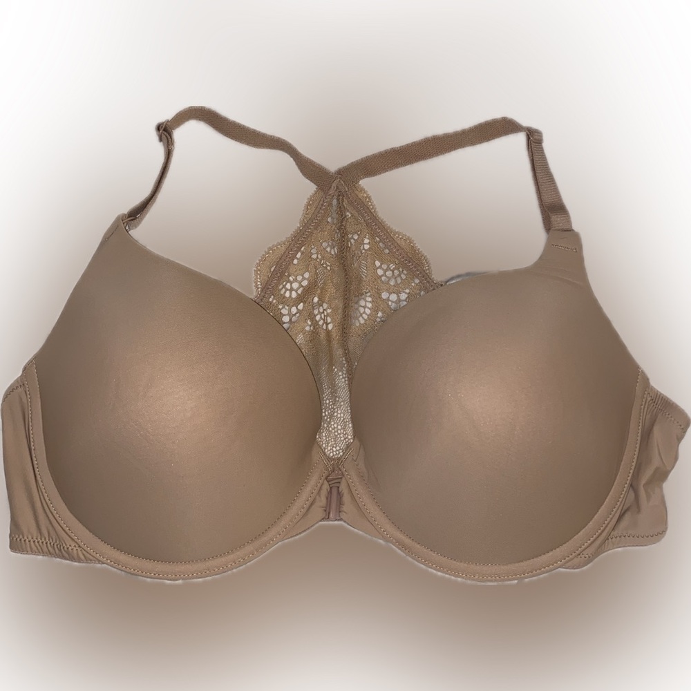 NWOT Lily of France Racerback w Front Closure Push-up Bra | Color:Tan | Size:32C